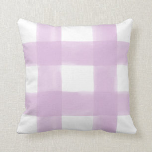 Lilac Watercolor Gingham Cushion