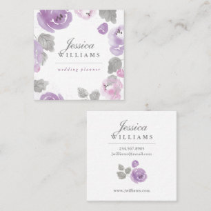 Lilac Watercolor Roses Floral Business Card