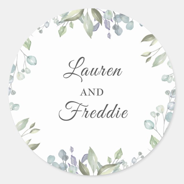 Lilac Watercolour Floral Wedding Favour Classic Round Sticker (Front)
