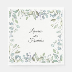 Lilac Watercolour Floral Wedding Napkin