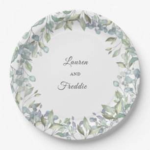 Lilac Watercolour Floral Wedding Paper Plate