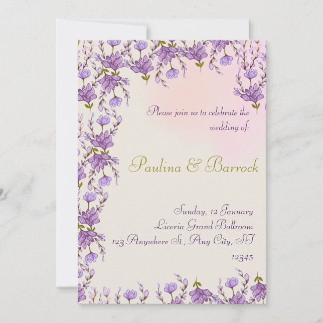 lilac wedding invitation (Front)