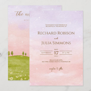 LILAC Wedding Invitation / Watercolor Purple Pink