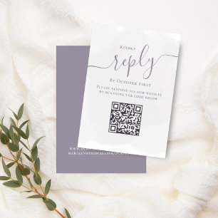 Lilac Wedding RSVP QR Code Reply Enclosure Card