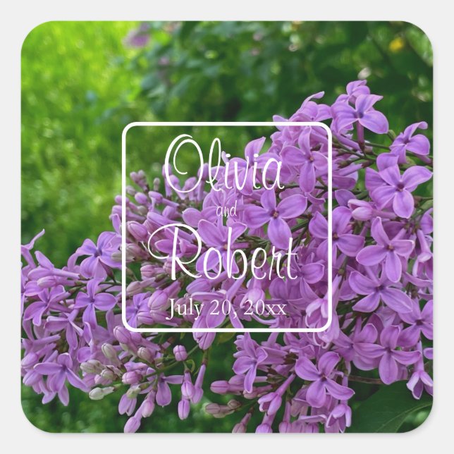 Lilac Wedding Square Sticker (Front)