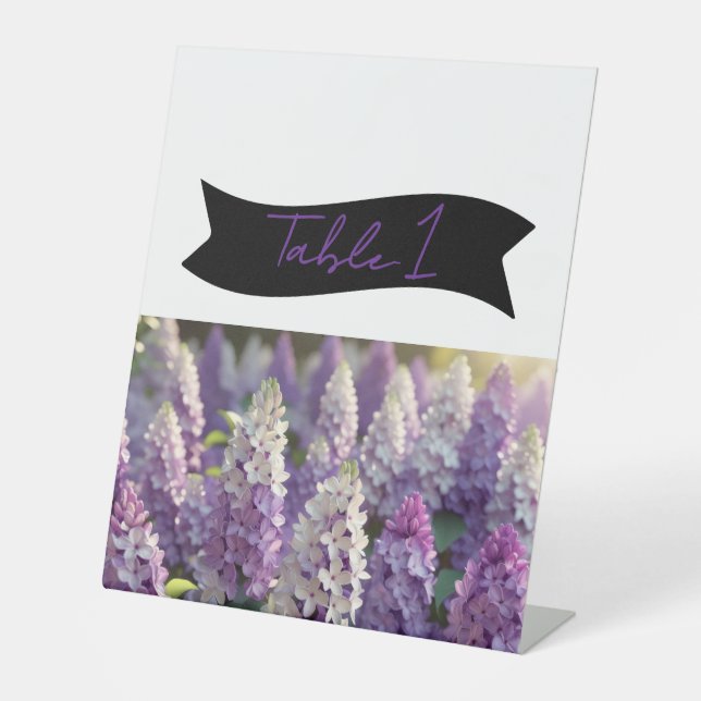 Lilac Wedding Table Number Sign (Front)