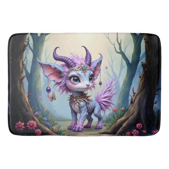Lilac Whisper – Enchanted Forest Guardian.  Bath Mat (Front)