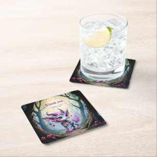 Lilac Whisper – Enchanted Forest Guardian Square Paper Coaster