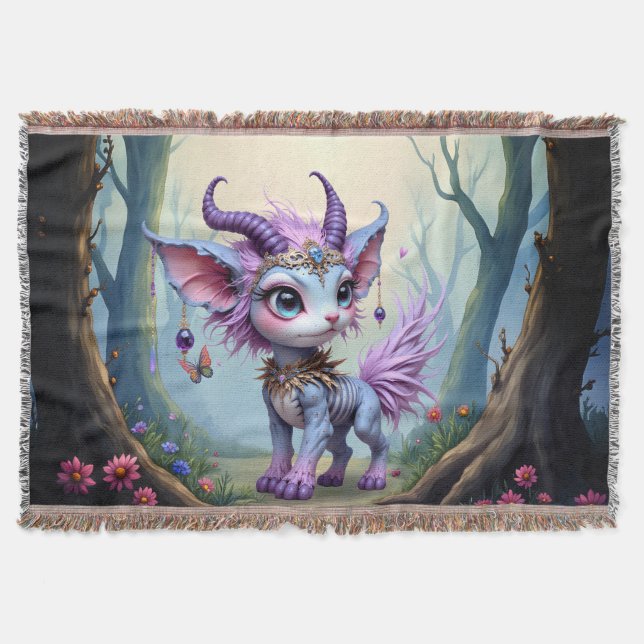 Lilac Whisper – Enchanted Forest Guardian.  Throw Blanket (Front)