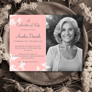 Lilac White Flower Photo Celebration of Life Card