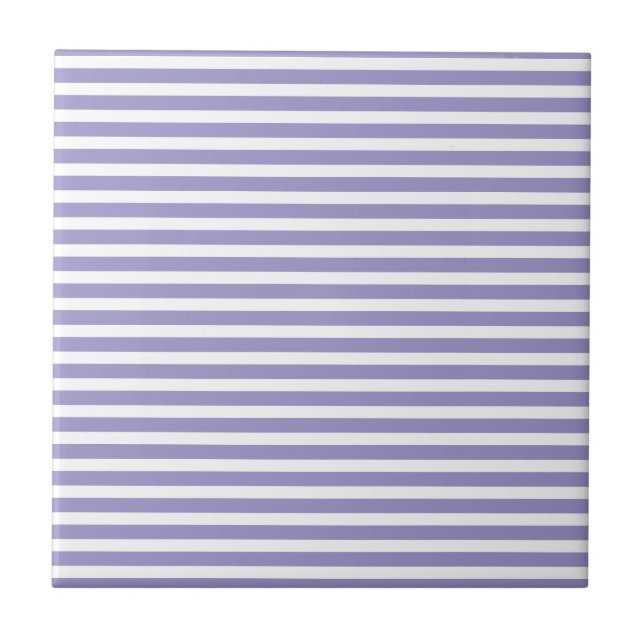 lilac White Strips Simple Stylish Modern Minimal Ceramic Tile (Front)