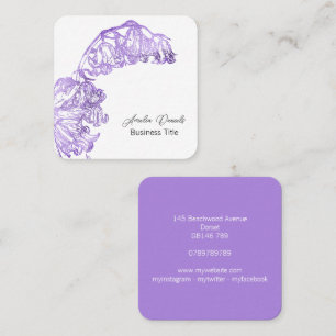 Lilac & White Wildflower Square Business Card