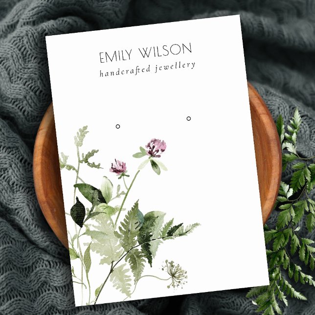 Lilac Wild Floral Fern Bunch Stud Earring Display Business Card (Creator Uploaded)