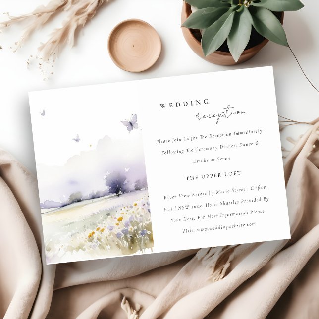Lilac Wildflower Butterfly Field Wedding Reception Enclosure Card (Creator Uploaded)