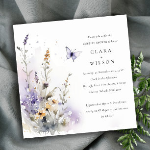 Lilac Wildflower Butterfly Garden Couples Shower Invitation