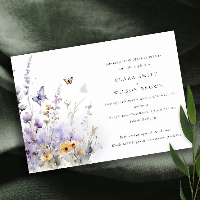 Lilac Wildflower Butterfly Garden Couples Shower Invitation (Creator Uploaded)
