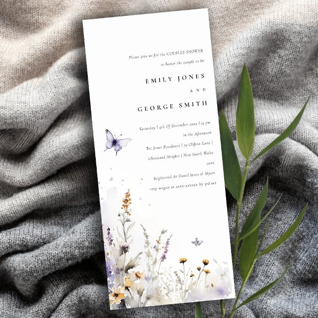 Lilac Wildflower Butterfly Garden Couples Shower Invitation (Creator Uploaded)