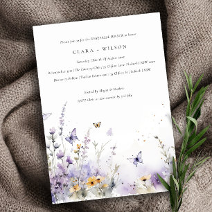 Lilac Wildflower Butterfly Garden Rehearsal Dinner Invitation
