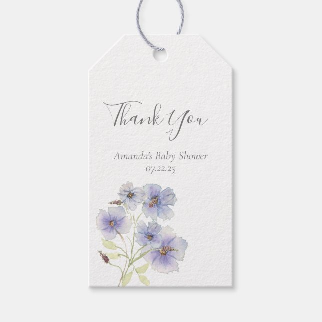 Lilac Wildflower Favour Tag (Front)