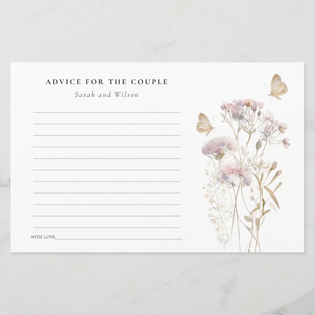 Lilac Wildflower Fern Foliage Watercolor Wedding (Front)