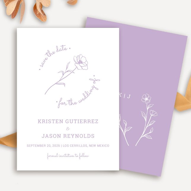 Lilac Wildflower Save The Date Invitation (Lilac Wildflower Save The Date)