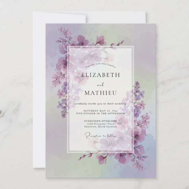Lilac Wildflower Wedding Invitation (Front)
