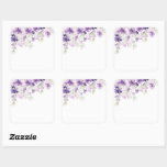 Lilac wildflowers bridal shower square sticker<br><div class="desc">Lilac wildflowers bridal shower Classic Round Sticker 
Matching items available.</div>