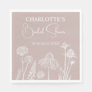 Lilac Wildflowers Sketched Floral Bridal Shower Napkin