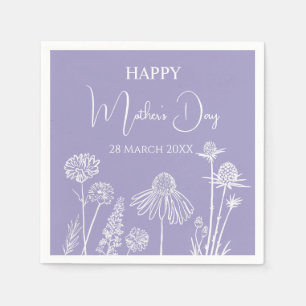 Lilac Wildflowers Sketched Happy Mother’s Day  Napkin
