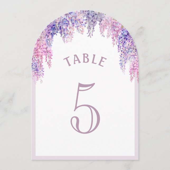 Lilac Wisteria Arch First Communion Table Number (Front)