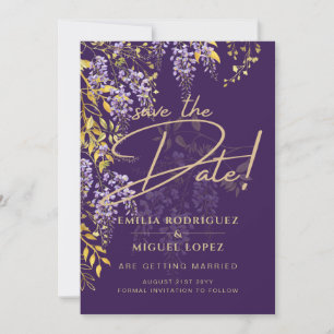 Lilac Wisteria Purple Wedding Save The Date Invitation