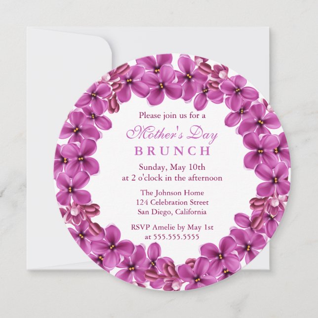 Lilac Wreath Mother's Day Brunch Invitation (Front)