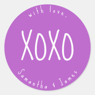 Lilac XOXO Romantic Personalized Classic Round Sticker