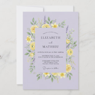 Lilac Yellow Blossom Floral Wedding Invitation