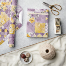 Lilac Yellow Quilt Gingham Cottagecore Floral