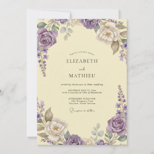 Lilac Yellow Wildflower Wedding Invitation
