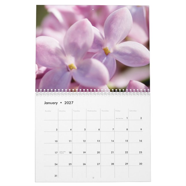 Lilacs 2013 (12 month) calendar (Jan 2027)