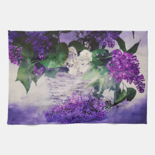 Lilacs and Basket Tea Towel