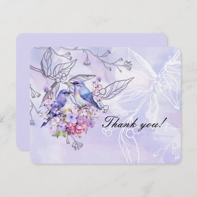 Lilacs and Bluebirds Thank You Card (Front/Back)