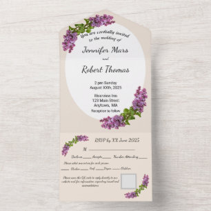 Lilacs and Cream All in One Wedding Invite