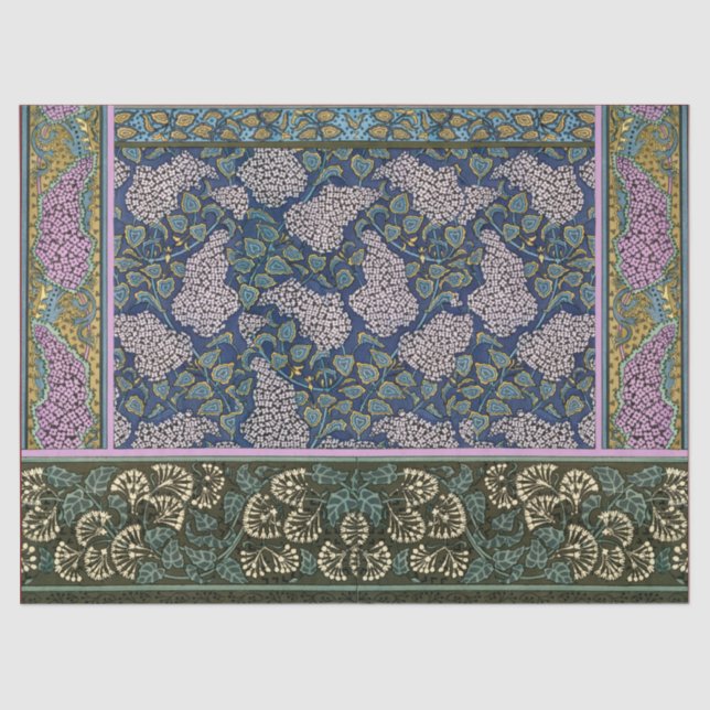 LILACS AND LEAVES Art Nouveau Floral Tissue Paper (Front)