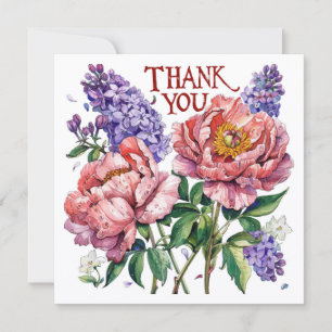 Lilacs and peonies. Thank You Card