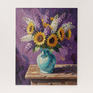 Lilacs and Sunflowers   Botanical Design   Jigsaw Puzzle