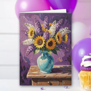 Lilacs and Sunflowers Happy Birthday Auntie Card