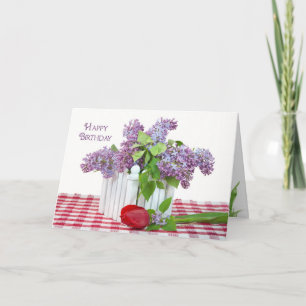 Lilacs and tulip birthday card