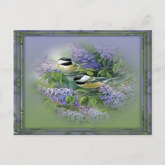 Lilacs & Birds Postcard (Front)