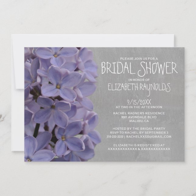 Lilacs Bridal Shower Invitations (Front)