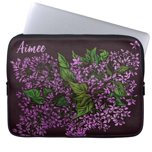 Lilacs Floral  Laptop Sleeve (Front)