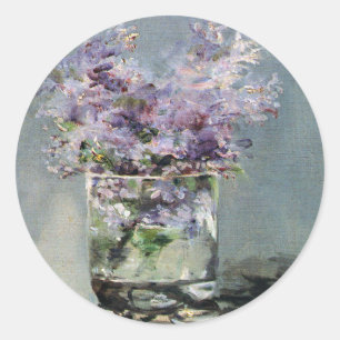 Lilacs in a Glass by Edouard Manet Classic Round Sticker
