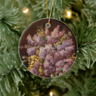 Lilacs in a Vase Ceramic Ornament